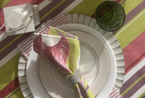 Floral pink and green dinner napkin/placemat